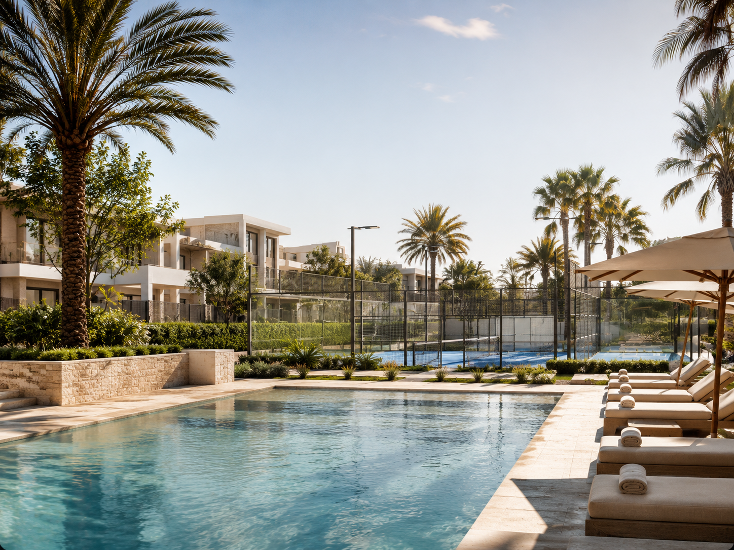 Pools, padel and wellness amenities