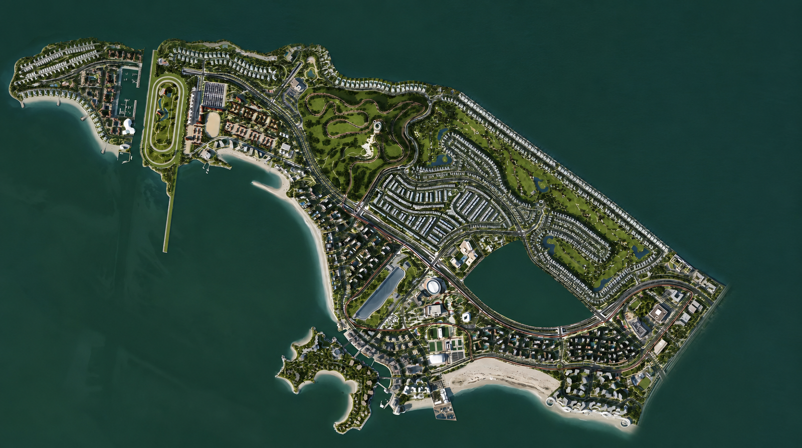 Illustrative Hudayriyat Island masterplan showing residential, sport and coastal districts